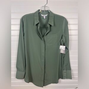 Nine West Sage Green Casual Button Down Shirt